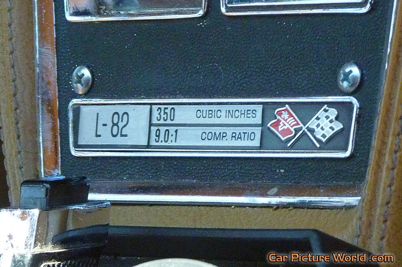 1975 L 82 Corvette Convertible Console Plaque